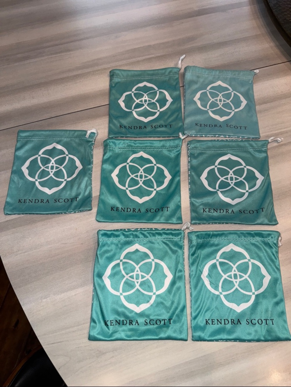 Kendra Scott Teal Satin Logo Jewelry Pouches x 7